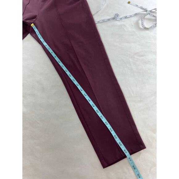 Athleta Venice Pintuck Pants Burgundy Red Pull-On Tapered Leg Small 4/6 - Picture 12 of 12